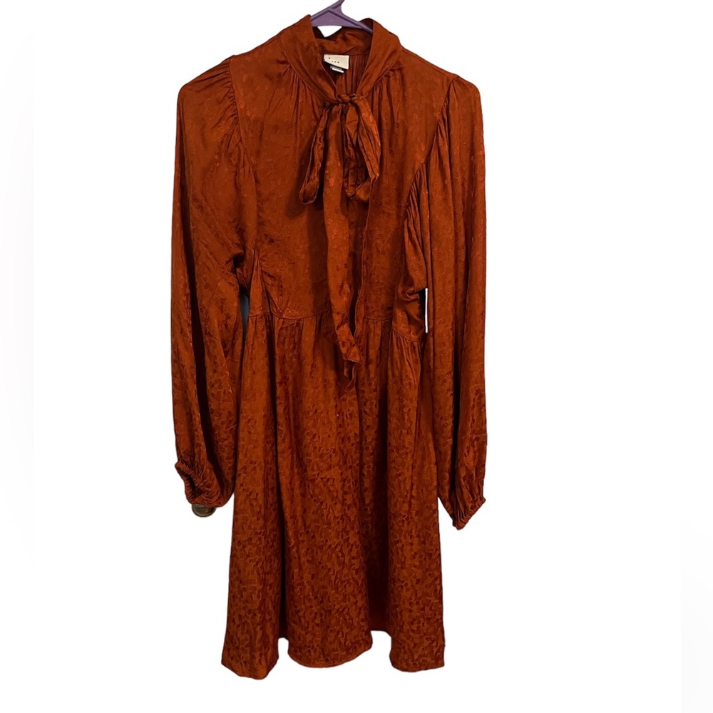 Long Sleeve Tie Neck Dress (S)